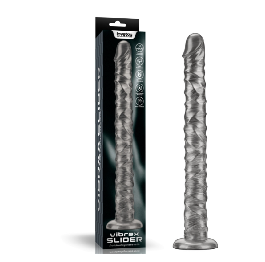 16" King Sized Vibrating Vibrax Slider Dildo – Silver