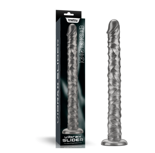16" King Sized Vibrating Vibrax Slider Dildo – Silver