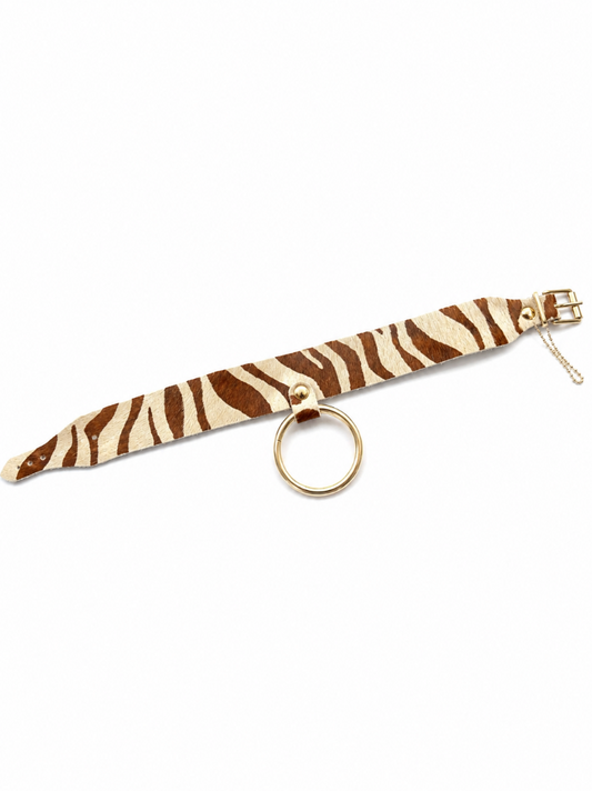 Wild Zebra O-Ring Collar – Brown & Cream