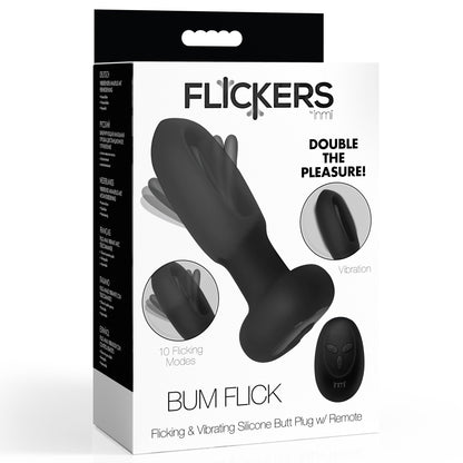 Flickers Bum Flick Remote-Control Vibrating Plug | Black — packaging