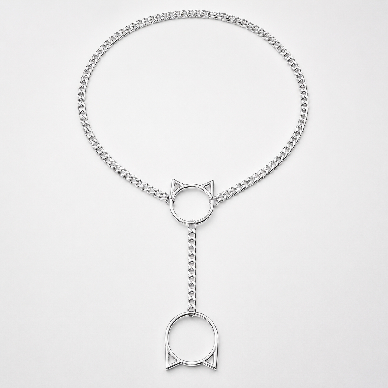 Silver Cat Ear Chain Collar – Silver