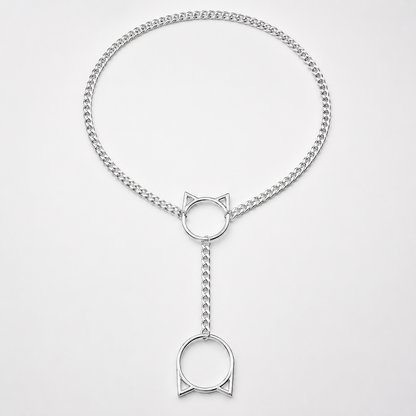 Silver Cat Ear Chain Collar – Silver