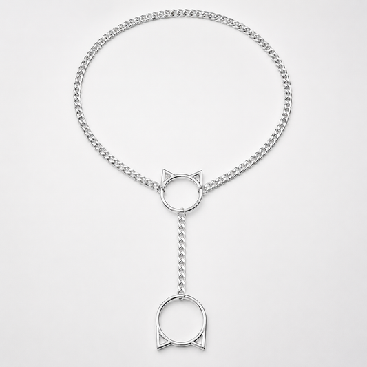 Silver Cat Ear Chain Collar – Silver