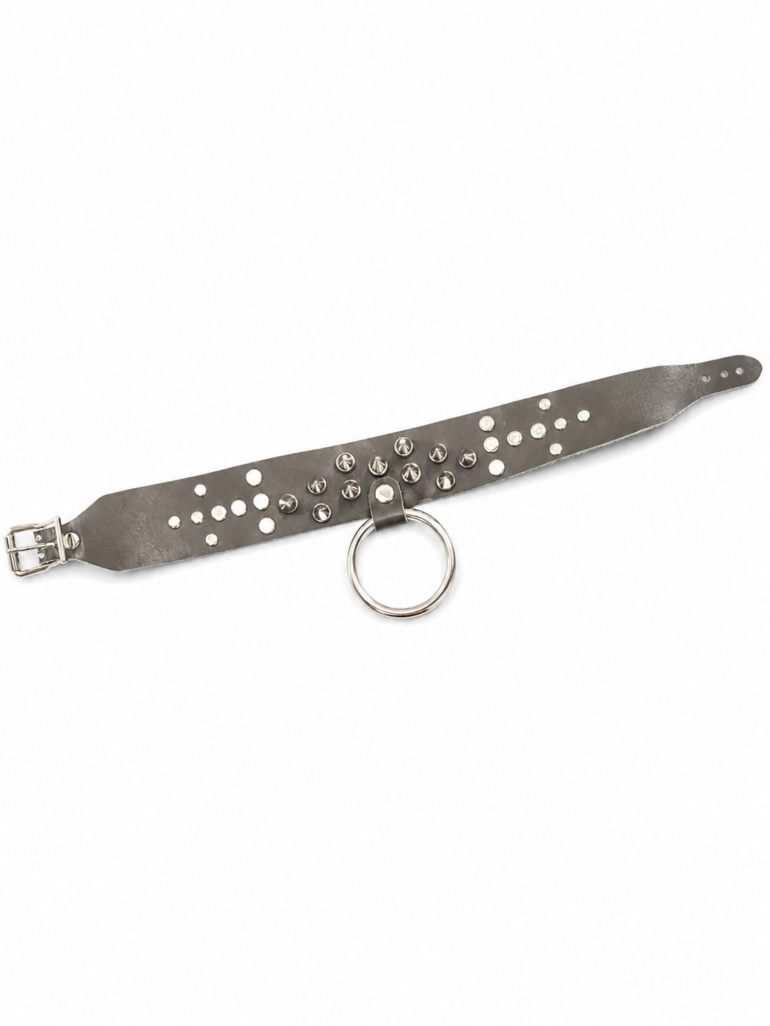 Studded O-Ring Collar – Gunmetal & Silver
