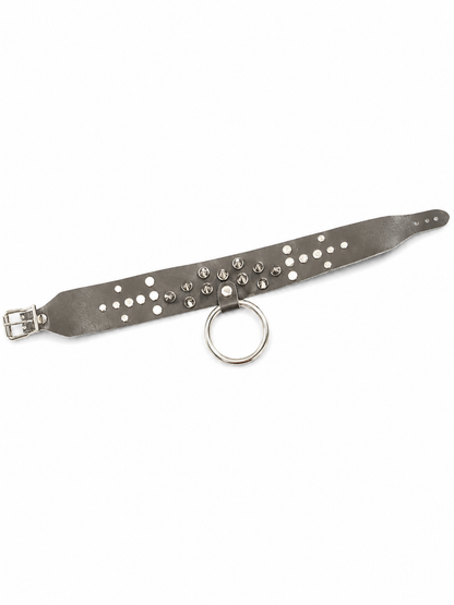 Studded O-Ring Collar – Gunmetal & Silver