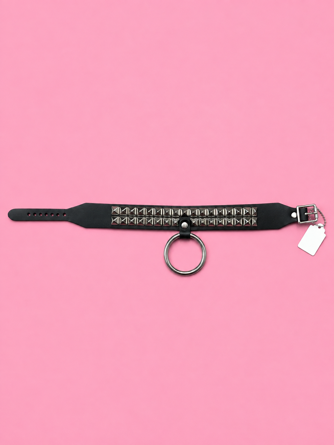 Studded O-Ring Collar – Black & Silver