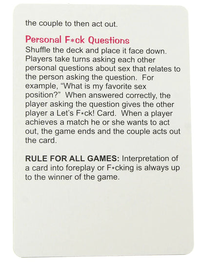 Let's F*ck Card Game