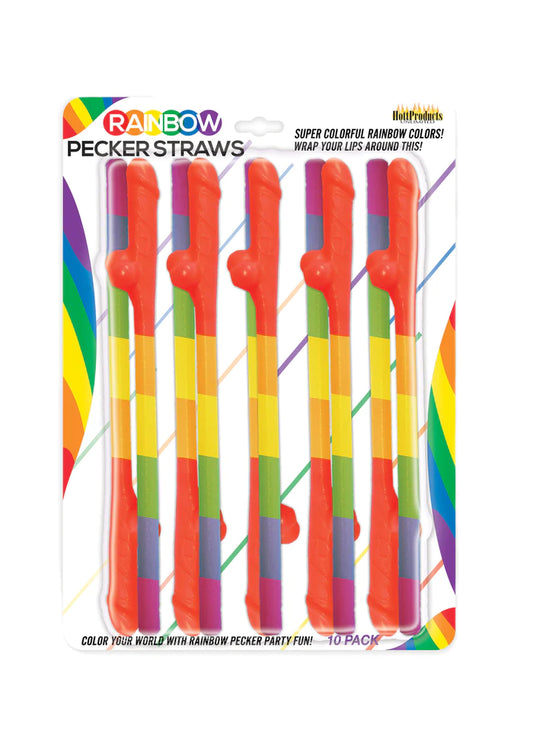 Rainbow Pecker Straws 10pk